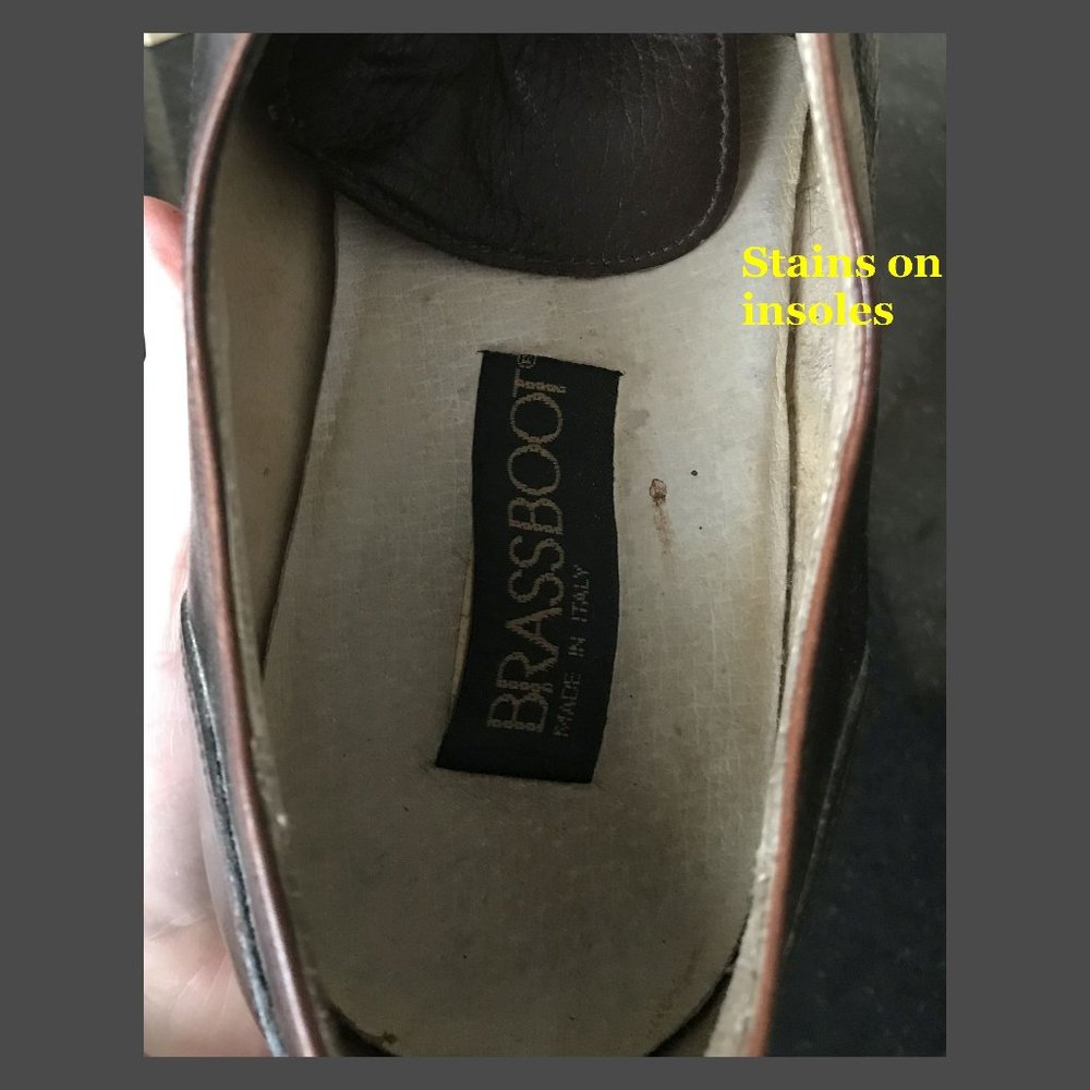 Vintage Brass Boot Men's Brown Leather Dress Derby Cap Toe Shoe Italy, Size 11 - Picture 10 of 11